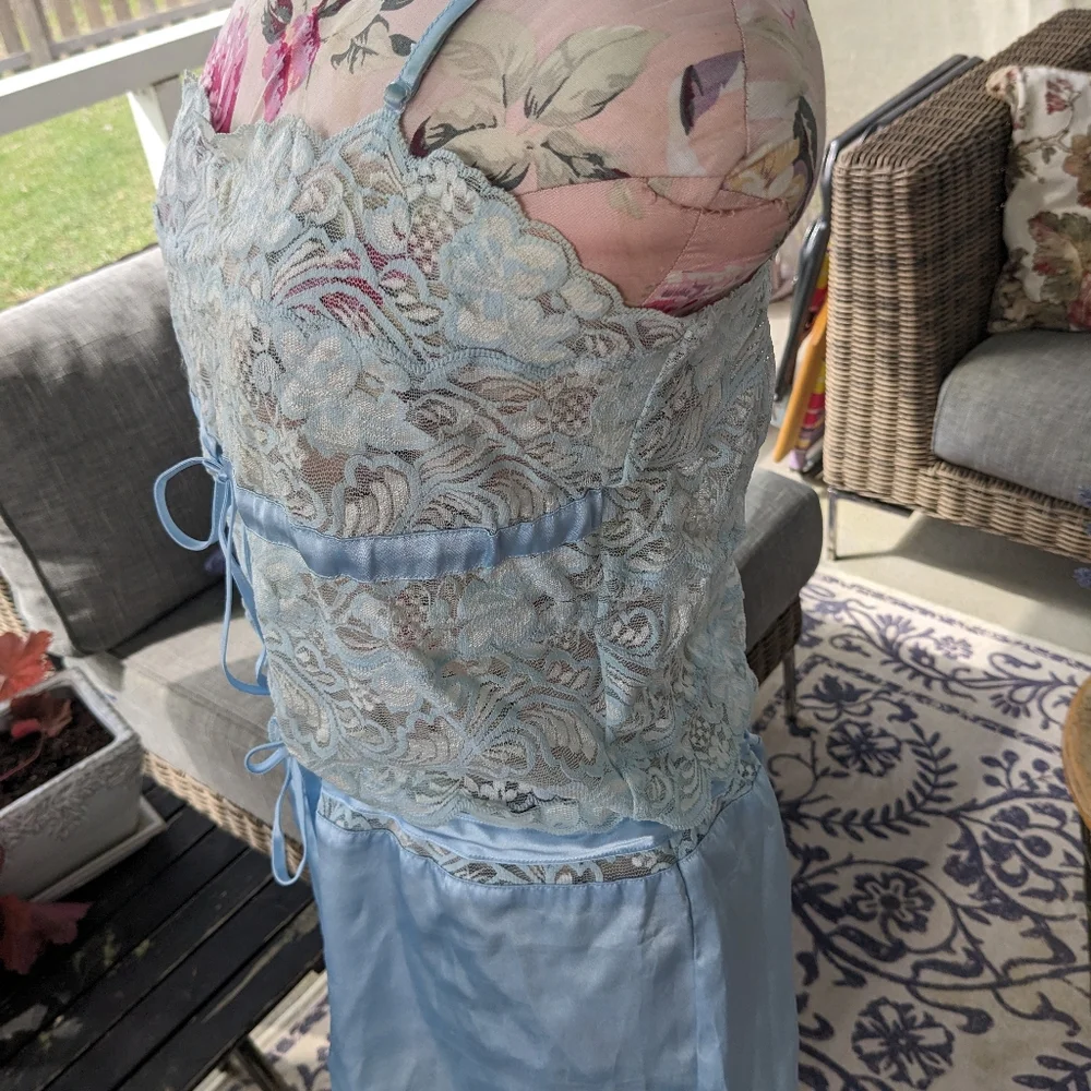Light Blue Satin & Lace Sleep Set